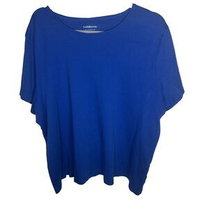 Croft & Barrow Shirt Womens Plus 3X Blue Classic Top Blouse Stretch Short Sleeve